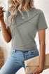 Modern Asymmetric Panel Geometric Seamed Short Sleeve Top